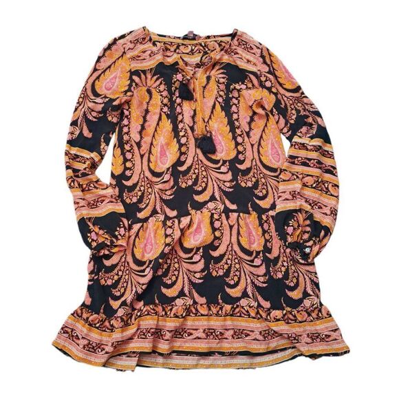 Calypso St. Barth Paisley Pink Long Sleeve Tunic Mini Resort Travel Dress Sz XS - Picture 1 of 8